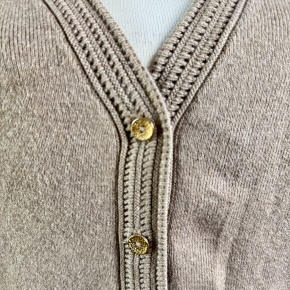 Joie V-Neck Short Sleeve Button Front Size XL Taupe Womens Cardigan Quiet Luxury - Picture 8 of 10